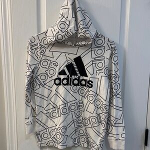Adidas Kids Graphic White and Black Hoodie